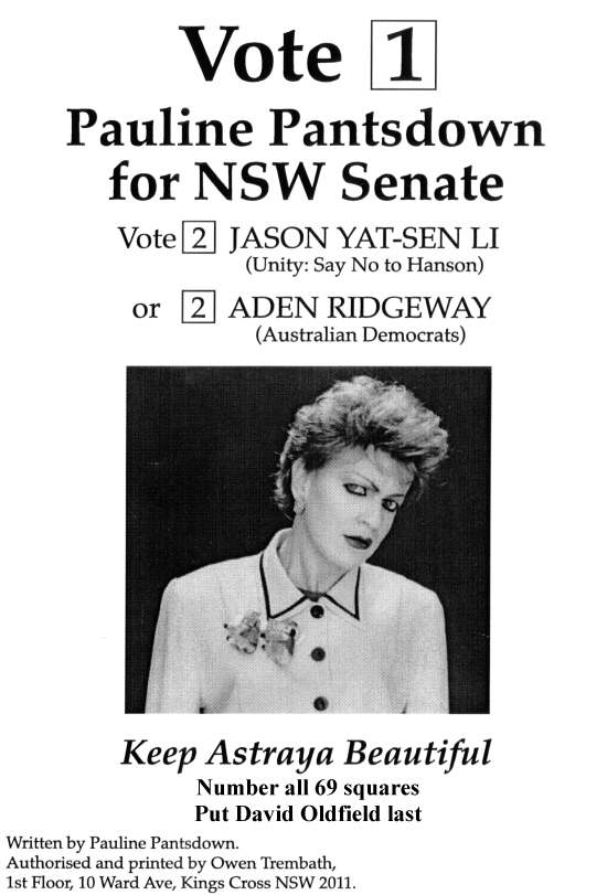 Vote 1 Pauline Pantsdown