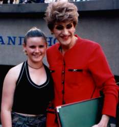 Pauline Pantsdwom with a young caring potato